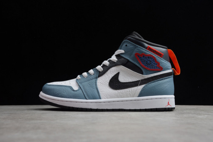 F**etasm x jordan 1 mid fearless blue white  cu2802-100